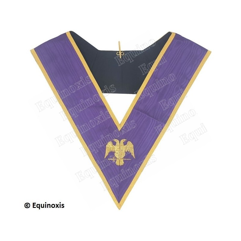 Collar masónico muaré – Menfis-Mizraim – 95° grado – Aigle doré sur fond violet