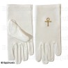 Guantes masónicos bordados de algodón – Cruz Ankh – Talla L