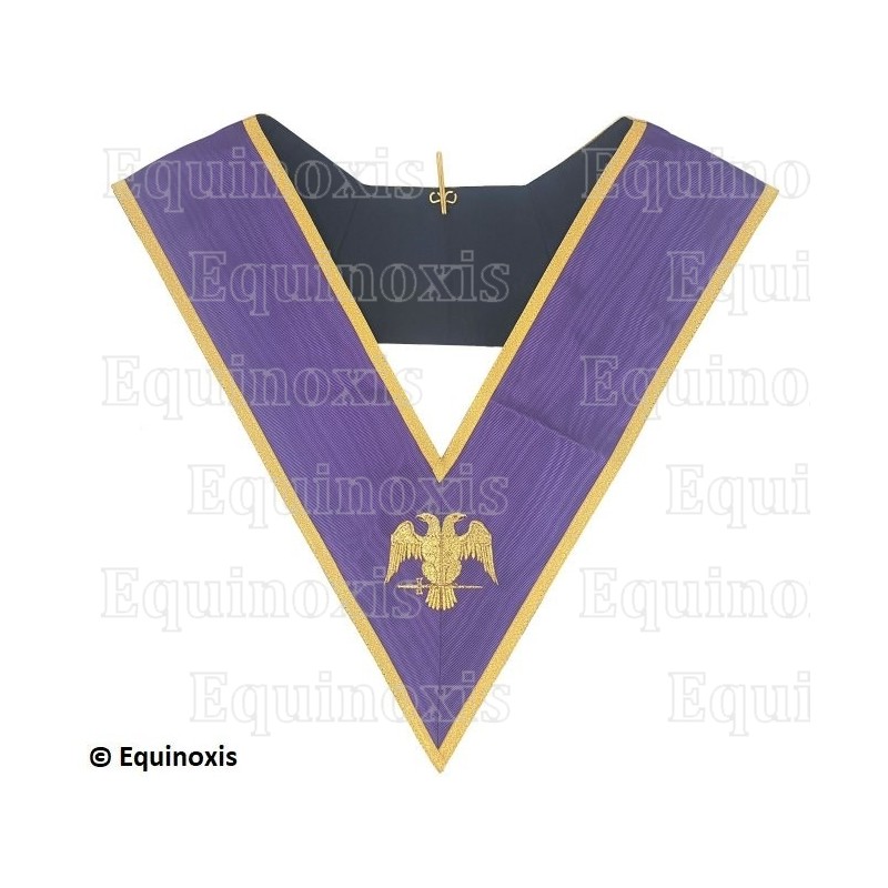 Collar masónico muaré – Menfis-Mizraim – 97° grado – Bordado a máquina – Violet