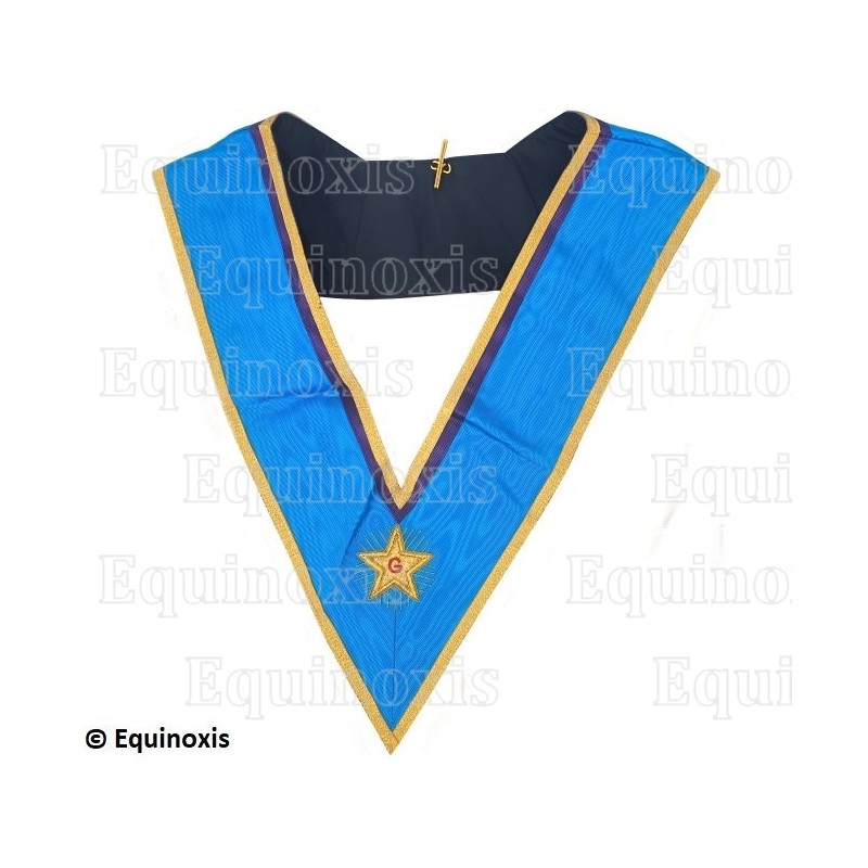 Collar masónico muaré – Menfis-Mizraim – Gran Oficial Nacional – Bordado a mano
