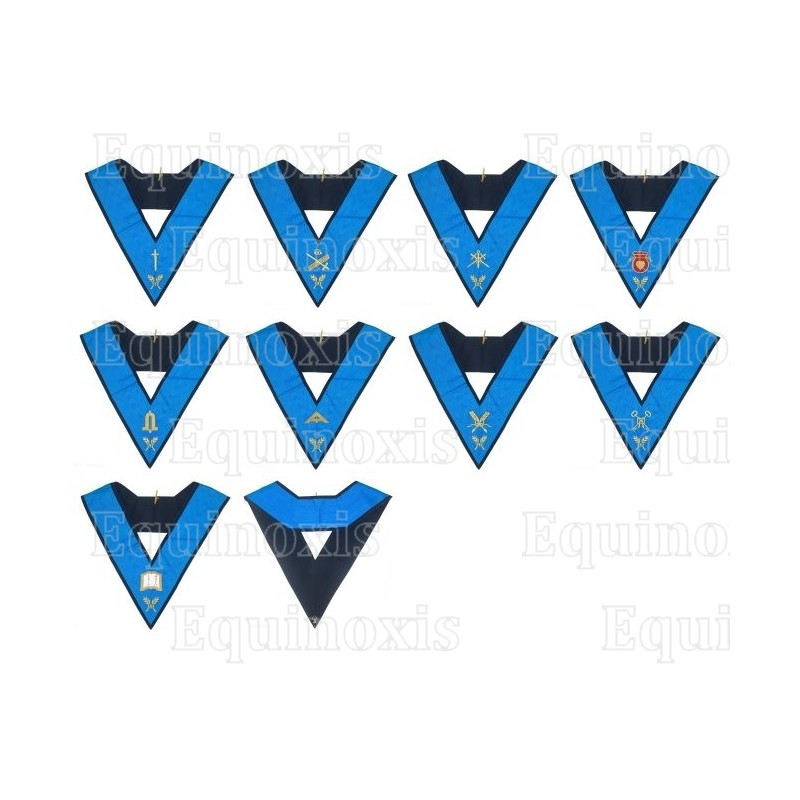 Collares masónicos – REAA – 4° grado – Set Collège des 9 Officiers – Bordado a máquina 