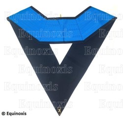 Collar masónico muaré – 4° grado – REAA – Trésorier – Espalda negra con calavera y lágrimas –  Bordado a mano 