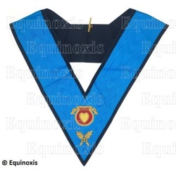 Collar masónico muaré – 4° grado – REAA – Hospitalier – Espalda negra con calavera y lágrimas – Bordado a mano 