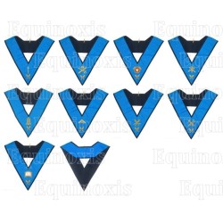Collares masónicos – 4° grado – Set Collège des 9 Officiers – REAA – Espalda negra con calavera y lágrimas – Brodés mai
