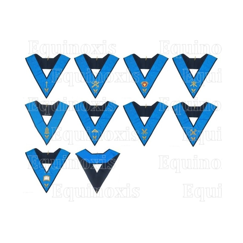 Collares masónicos – 4° grado – Set Collège des 9 Officiers – REAA – Espalda negra con calavera y lágrimas – Brodés mai