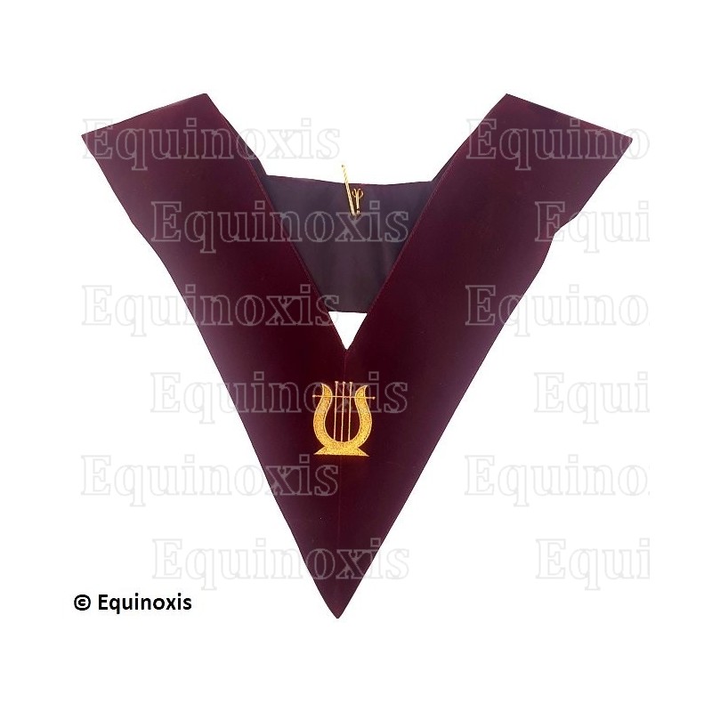Collar masónico de terciopelo – REAA – 14° grado Columna de Armonía – Bordado a máquina
