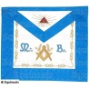 Mandil masónico de cuero – Rito Francés Groussier – Venerable Maestro – Escuadra y compás + Acacia + MB  – 33 x 39 cm