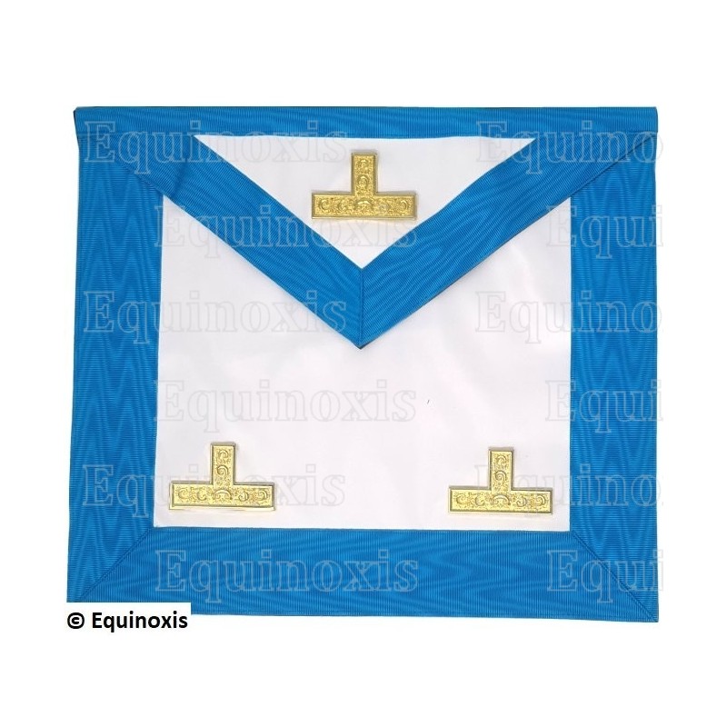Tablier maçonnique en simili-cuir – Rito Francés Groussier – Venerable Maestro – 3 taus – 30 cm x 35 cm 