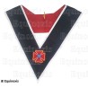 Collar masónico muaré – REAA – 32° grado – Dos ponceau – Bordado a máquina