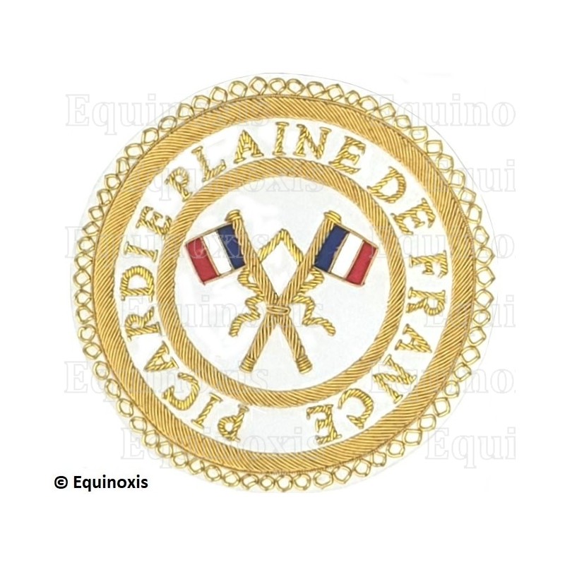 Badge / Macaron GLNF – Grande tenue provinciale – Passé Grand Porte-Etendard – Picardie – Plaine de France – Bordado a mano