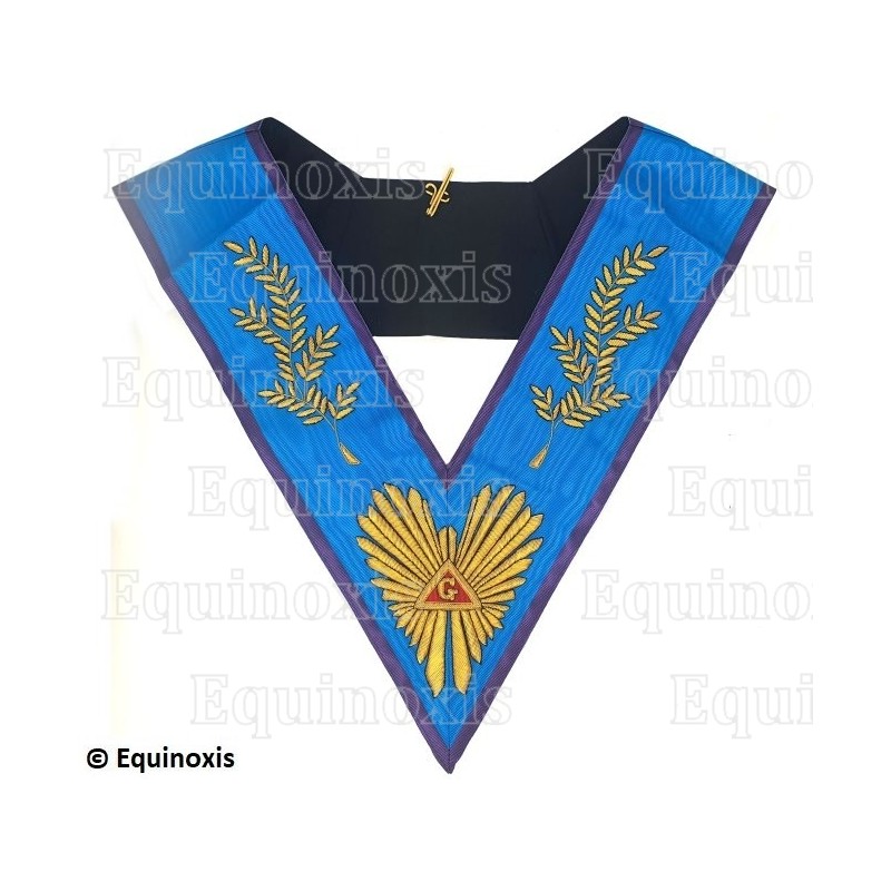 Collar masónico muaré – Menfis-Mizraim – Venerable Maestro – Acacia 108 feuilles – Bordado a mano 