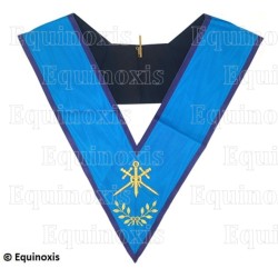 Collar masónico muaré – Maître des Cérémonies – Menfis-Mizraim – Espalda negra con calavera y lágrimas – Bordado a máquina 