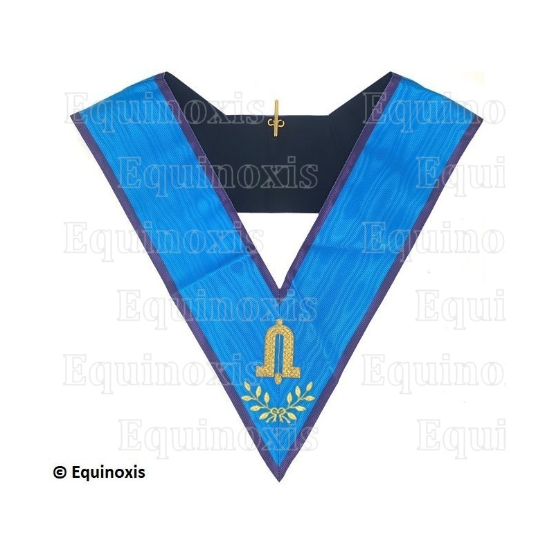 Collar masónico muaré – Menfis-Mizraim – Deuxième Surveillant – Bordado a máquina 
