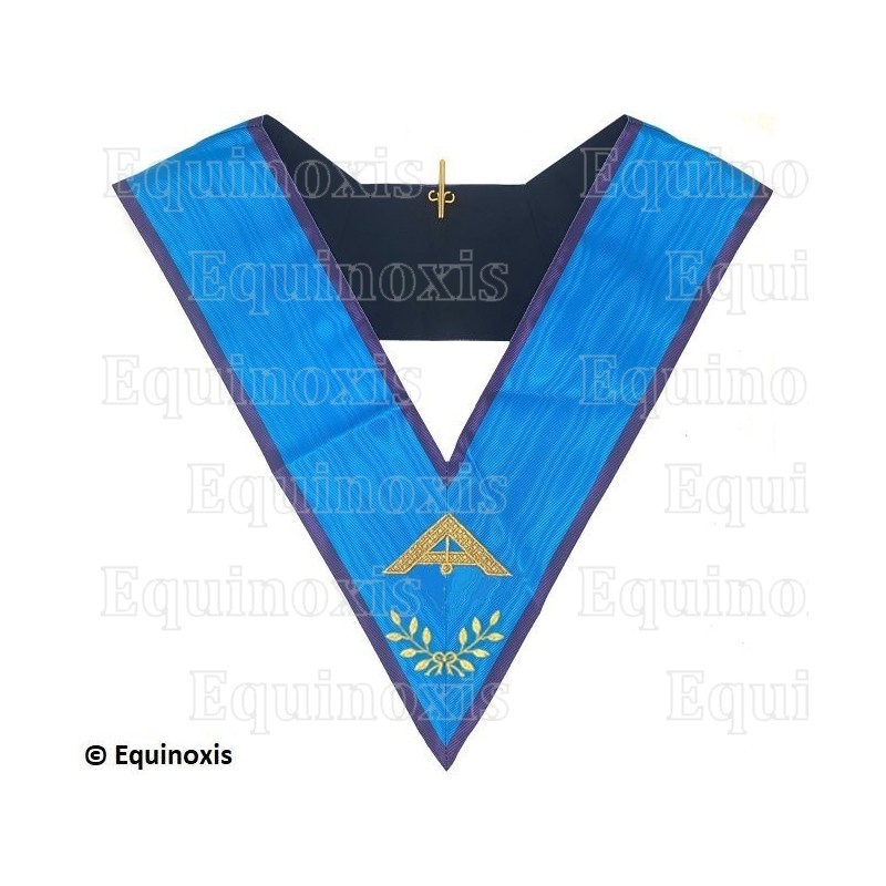 Collar masónico muaré – Menfis-Mizraim – Premier Surveillant – Bordado a máquina 