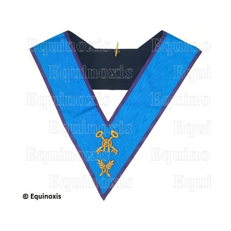 Collar masónico muaré – Menfis-Mizraim – Trésorier – Bordado a mano 