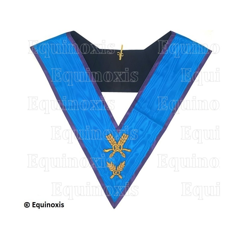 Collar masónico muaré – Menfis-Mizraim – Secrétaire – Bordado a mano 