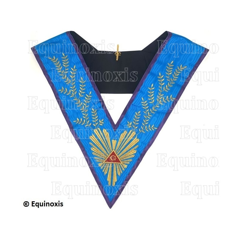 Collar masónico muaré – Menfis-Mizraim – Venerable Maestro – Acacia 224 feuilles – Bordado a máquina 