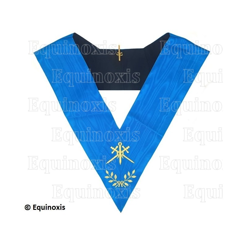Collar masónico muaré – Rito Francés Groussier – Maître des Cérémonies – Bordado a máquina