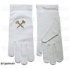 Guantes masónicos bordados de algodón – Mazos cruzados – Venerable Maestro – Talla XL
