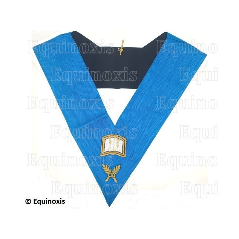 Collar masónico muaré – Rito Francés Groussier – Orador – Bordado a mano