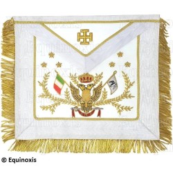 Mandil masónico de cuero – REAA – 33° grado – Gran Comendador Más Poderoso – Bandera española