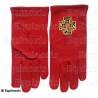 Guantes masónicos rojos bordados de algodón – REAA – 18° grado – Cruz potenzada – Talla XXXL