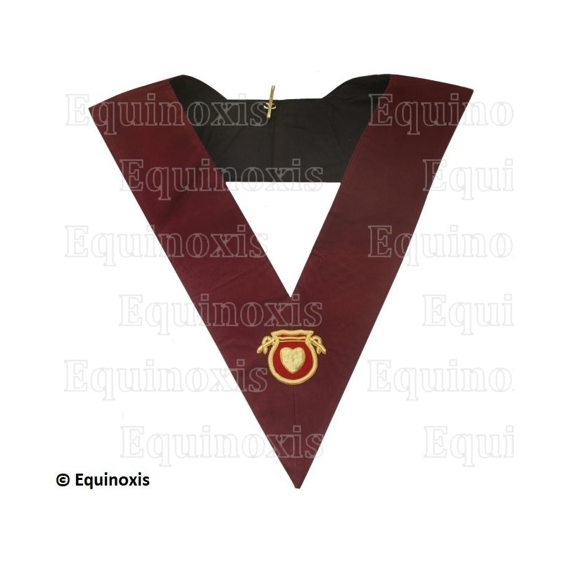 Collar masónico de terciopelo – REAA – 14° grado Hospitalario – Bordado a mano