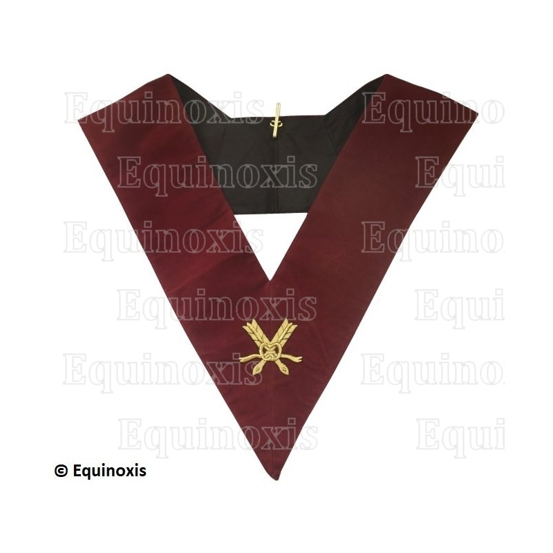Collar masónico de terciopelo – REAA – 14° grado Secretario – Bordado a mano