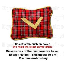 Cojín masónico – Rito Estándar de Escocia – Funda de tartán – Cuadrado bordado a máquina