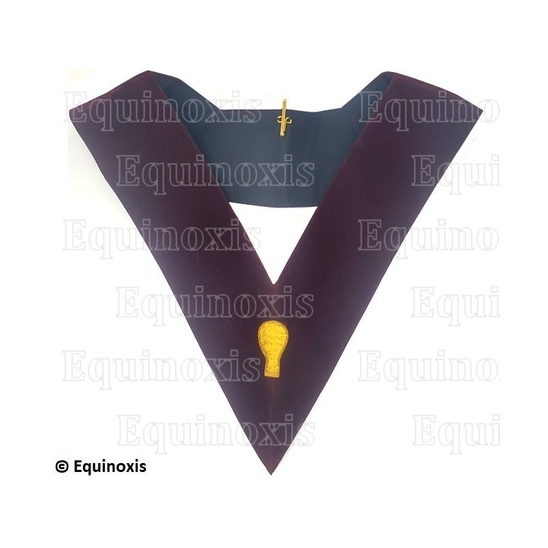 Collar masónico de terciopelo – REAA – 14° grado – Guardián de los Sellos – Bordado a mano