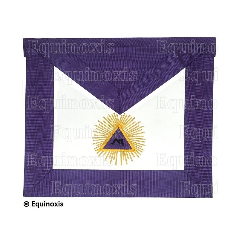 Mandil masónico de imitación de cuero – REAA – 13° grado – Morado – Bordado a máquina