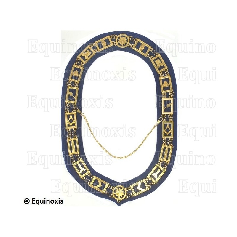 Collier de Venerable Maestro – Rito de York – Eslabones con acabado dorado