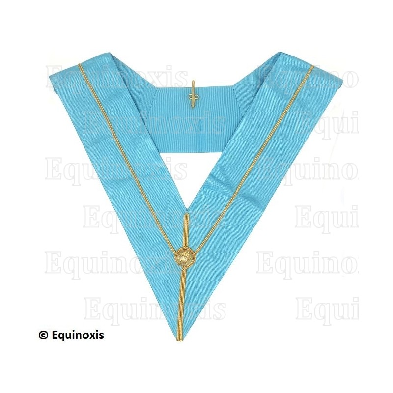 Collar masónico muaré – Rito de Emulación – Couleur anglaise – Passé Maître Immédiat avec bossoir doré