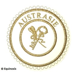 Badge / Macaron GLNF – Grande tenue provinciale – Grand Archiviste – Austrasie – Bordado a máquina