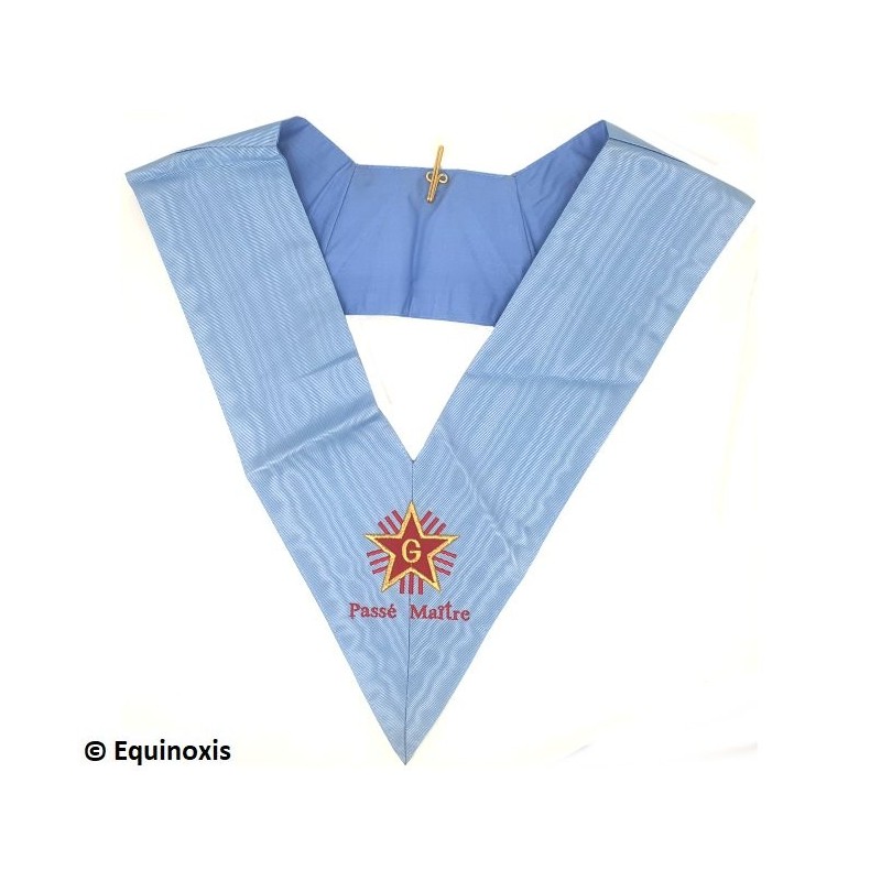 Collar masónico muaré – Rito Francés Tradicional – Passé Maître – Bordado a máquina 