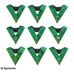 Collares masónicos – Rito Cerneau – Set Collège des 9 Officiers – Bordado a máquina