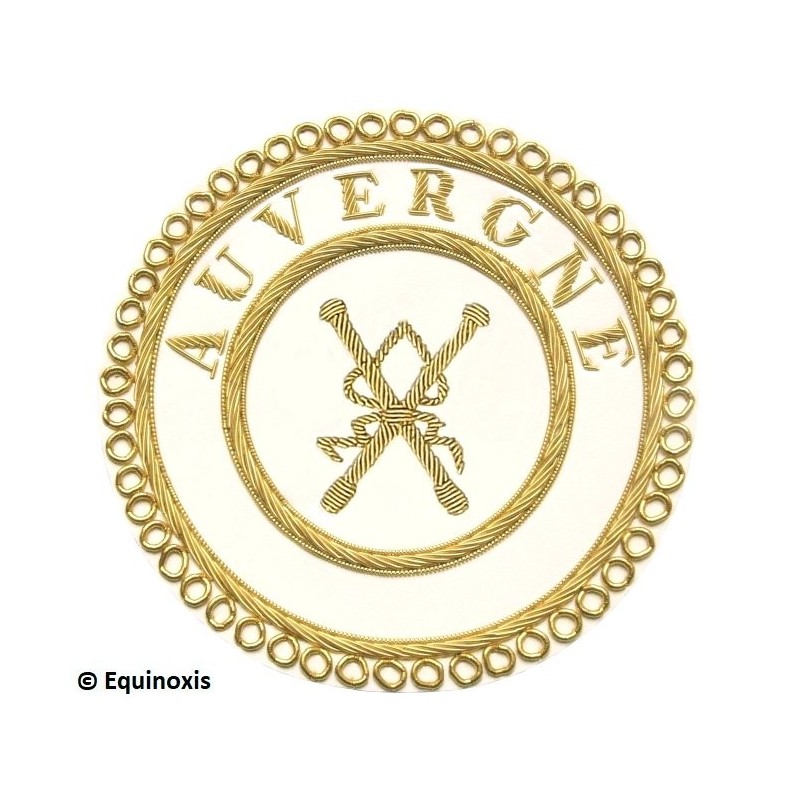 Badge / Macaron GLNF – Grande tenue provinciale – Passé Grand Directeur des Cérémonies – Auvergne – Bordado a mano