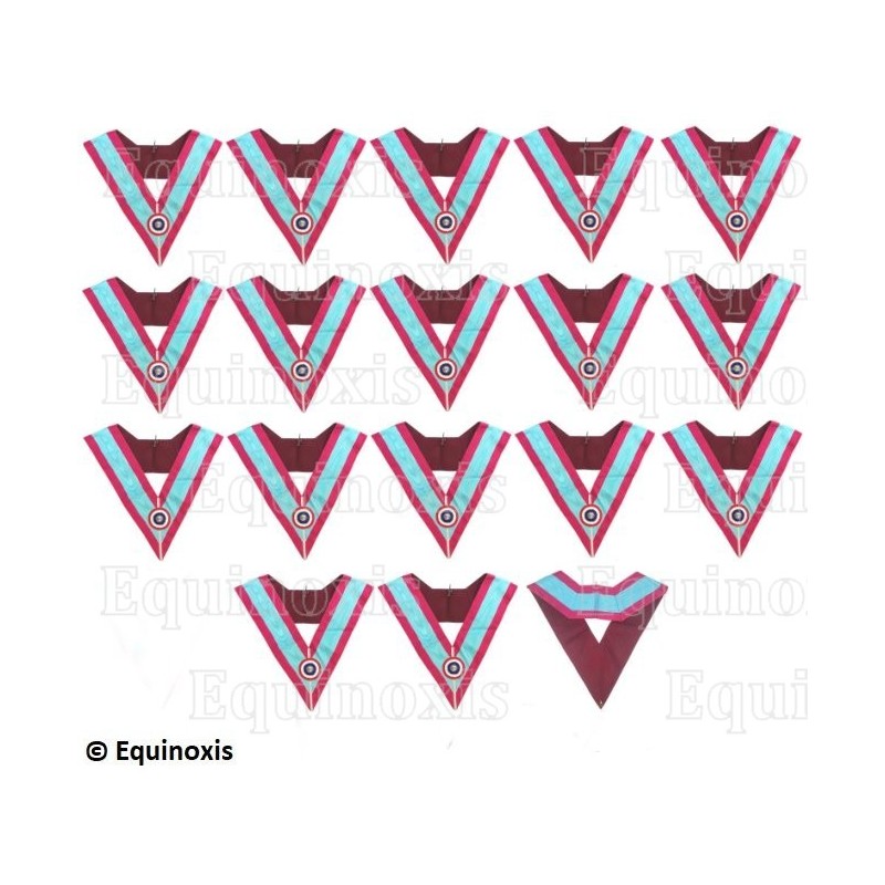 Collares masónicos – Mark degree – Conjunto de 17 Oficiales – Cocarde tricolore – Couleurs françaises
