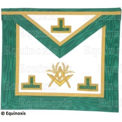Tablier maçonnique en faux cuir – Rito Cerneau – Passé Maître – Acacia et équerre-et-compas – Bordado a mano