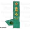 Banda masónica muaré – Rito Cerneau – Maestro – Estrella ardiente, templo, escuadra y compás, acacia – Bordado a mano