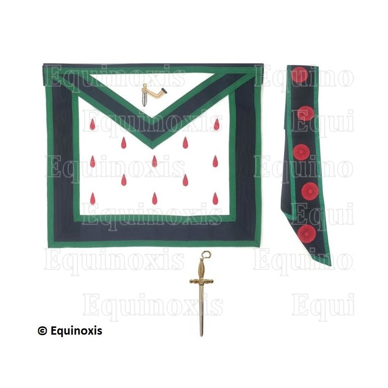 Ensemble 9° grado – Rito Cerneau – Tablier simili cuir + cordon + bijou