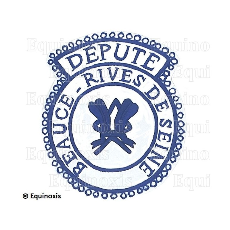 Badge / Macaron GLNF – Petite tenue provinciale – Député Grand Secretario – Beauce – Rives de Seine – Bordado a mano