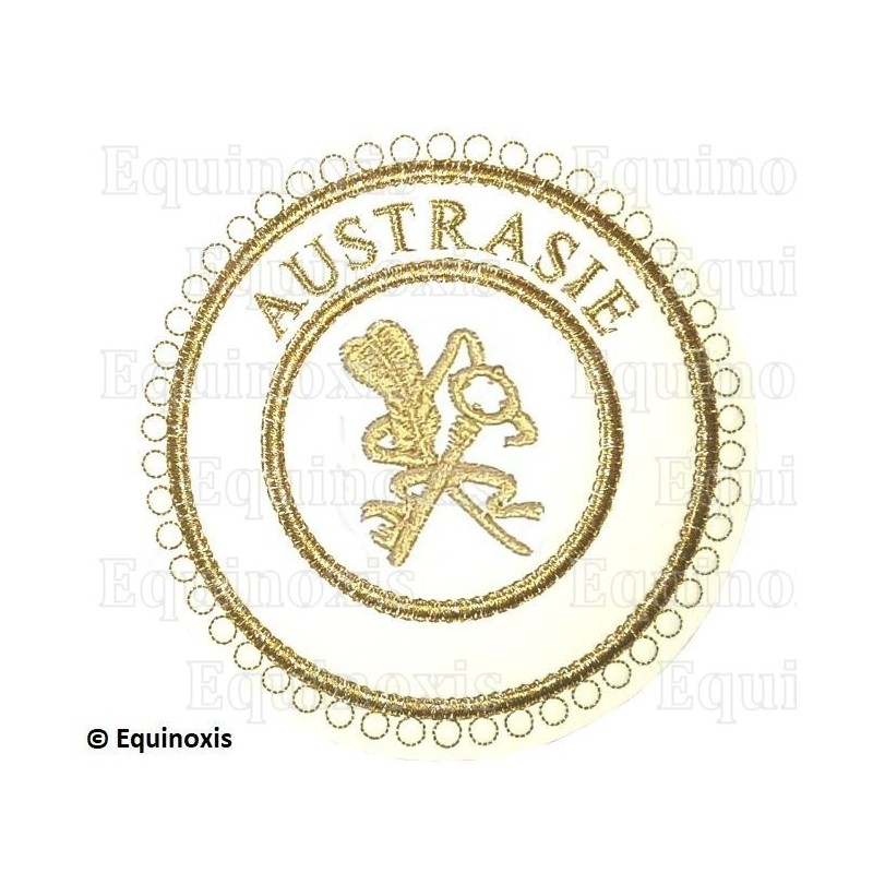 Badge / Macaron GLNF – Grande tenue provinciale – Grand Archiviste – Austrasie – Bordado a máquina
