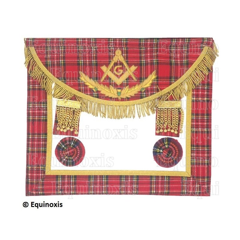 Mandil masónico de cuero – Rite Standard d'Ecosse – Maestro – Bordado a mano