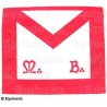 Tablier maçonnique en simili-cuir – REAA – Maestro – MB – 33 cm x 39 cm – Espalda roja