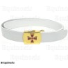 Cinturón masónico blanco – RER – CBCS – Hebilla dorada con cruz templaria roja