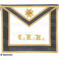 Mandil masónico de cuero – REAA – 30° grado – Chevalier Kadosch – CKH – Doré