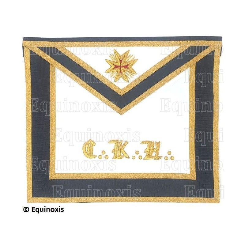 Tablier maçonnique en faux cuir – REAA – 30° grado – Chevalier Kadosch – CKH – Doré