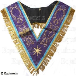 Collar masónico muaré – Menfis-Mizraim – Grand Maître – Etoile – Croix Ankh – Aigle – Bordado a mano