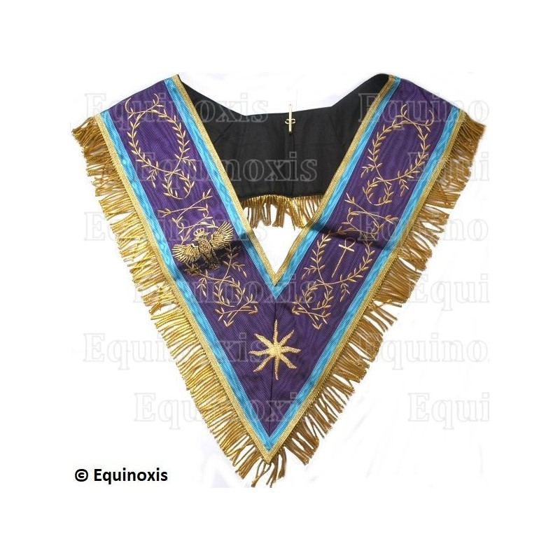 Collar masónico muaré – Menfis-Mizraim – Grand Maître – Etoile – Croix Ankh – Aigle – Bordado a mano